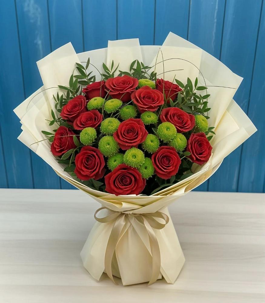 Букет цветов из: Розы и Хризантемы в Саперное